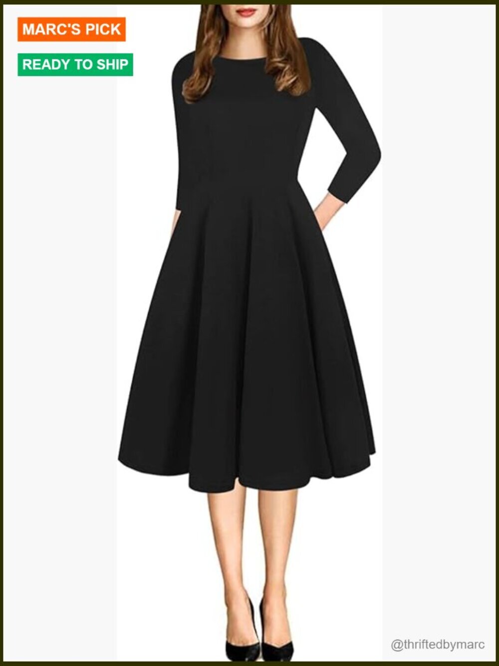 Women's Vintage Patchwork Pockets Puffy Swing Casual Party Dress